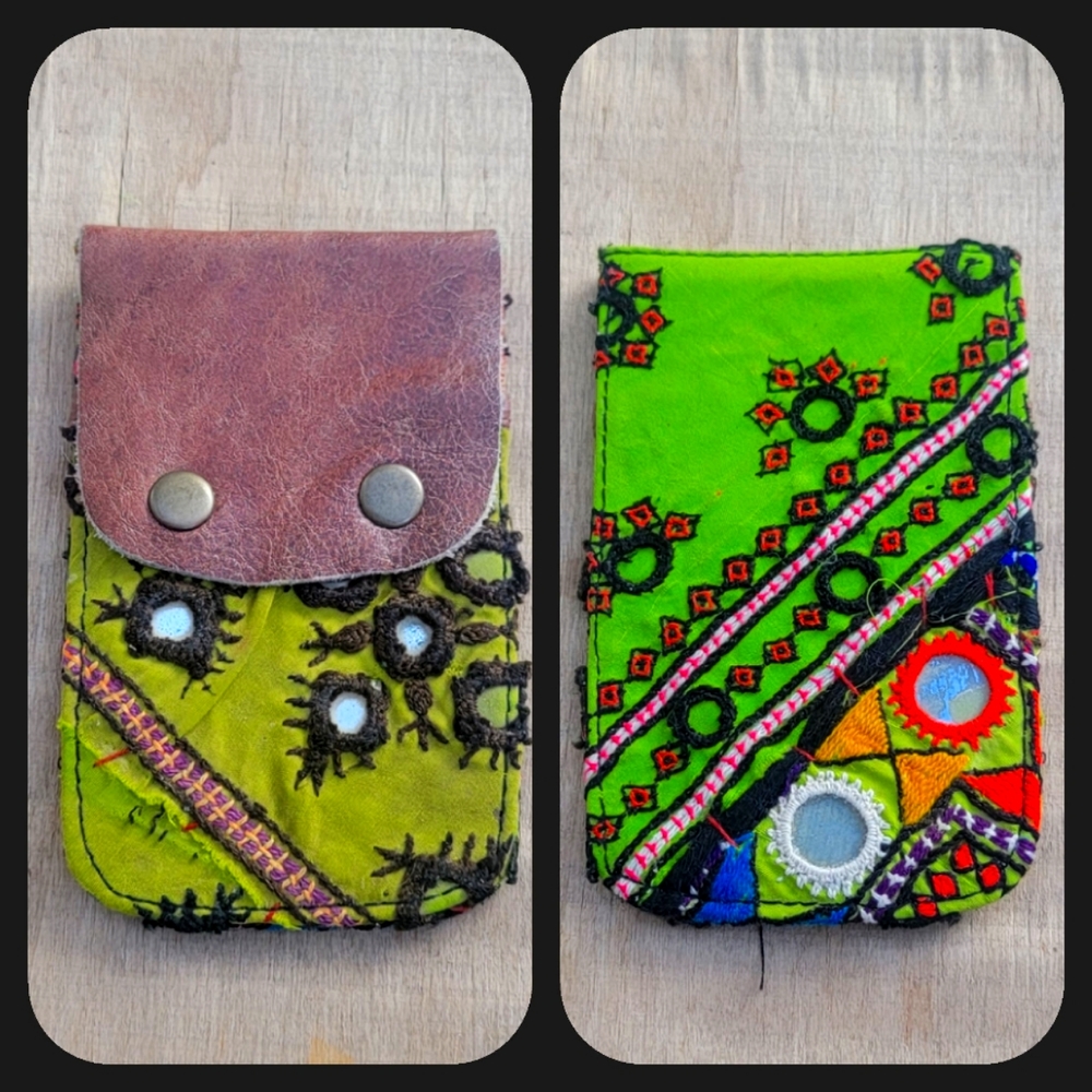 🍄🪬 Free People Boho Embroidered Repurposed vtg banjara hippie Wallet card case